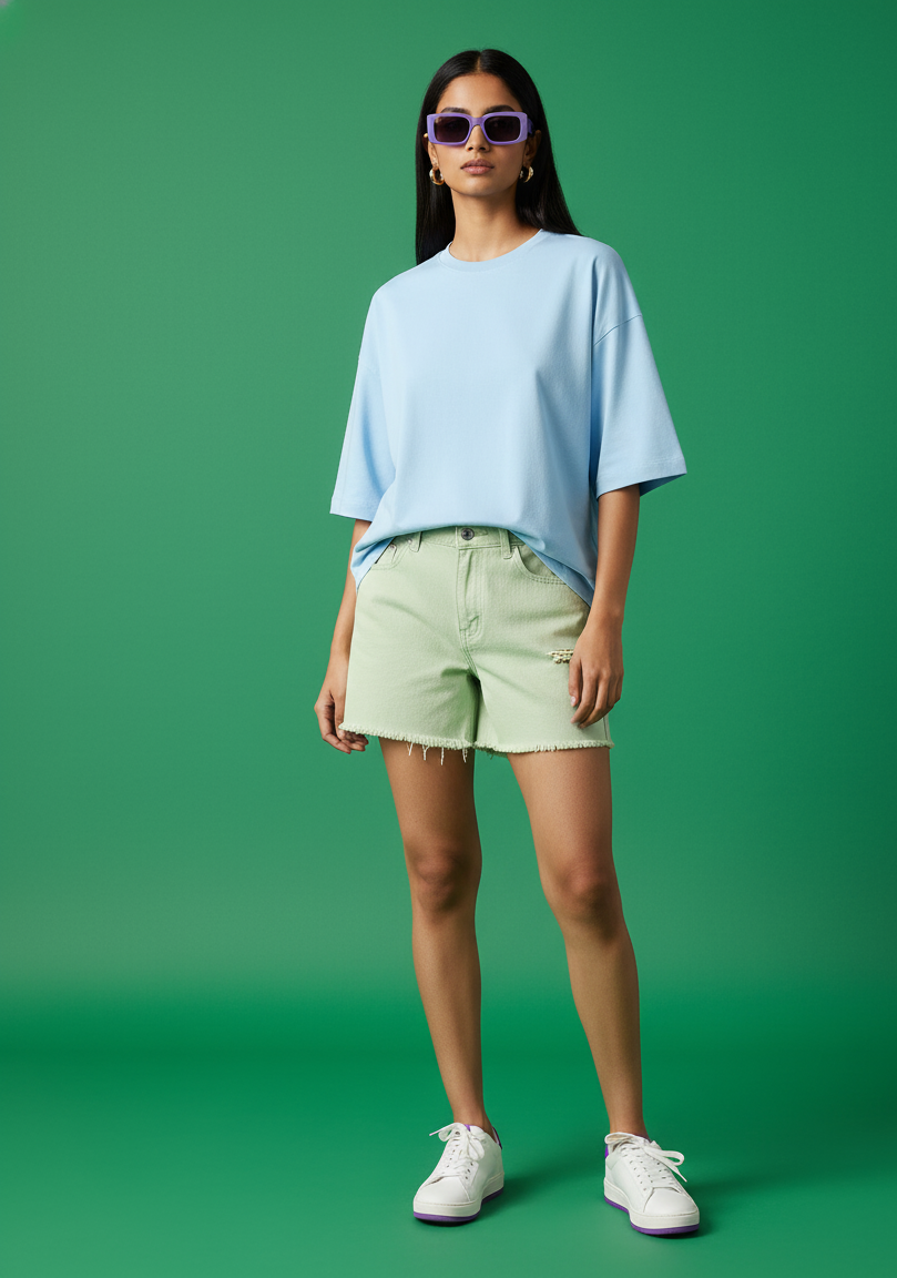 Baby Blue Terry Oversized Tee