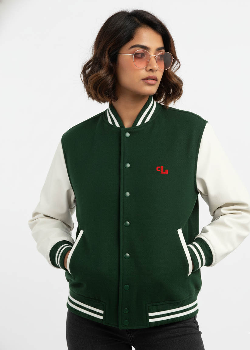 Bottle Green Varsity Jacket