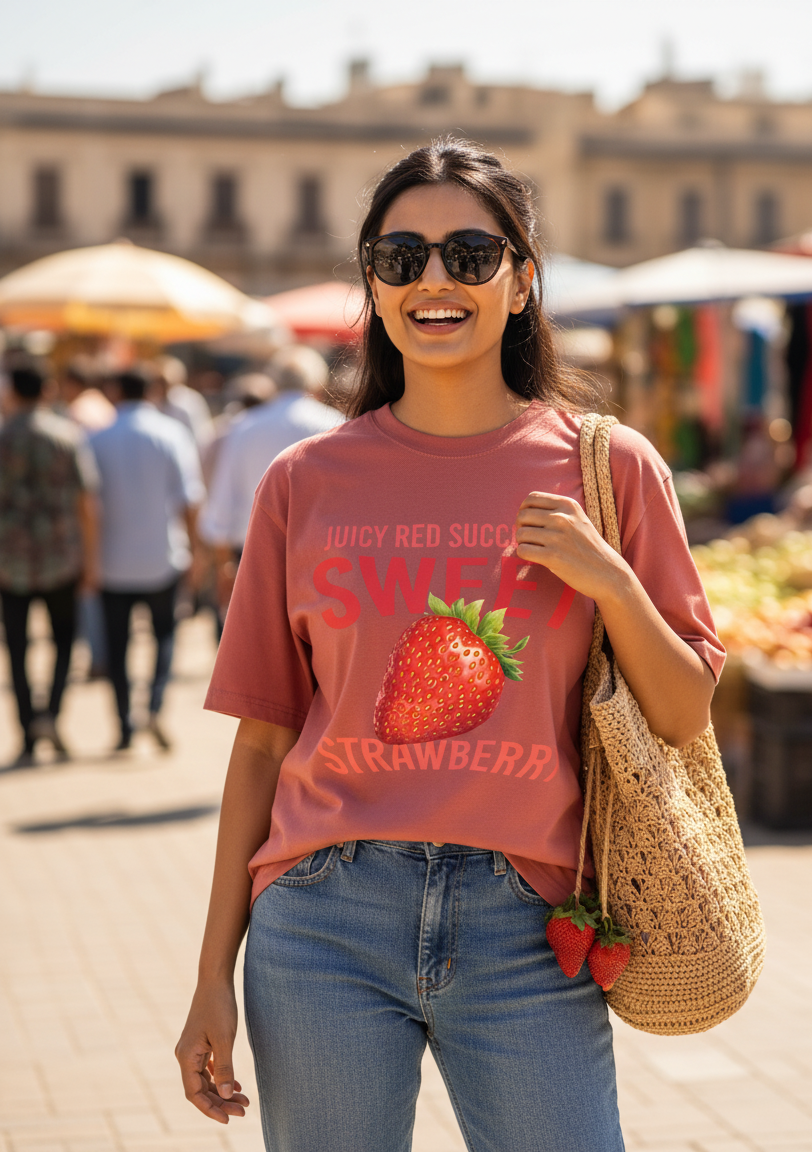 Coral Sweet Strawberry - Oversized Classic T-Shirt
