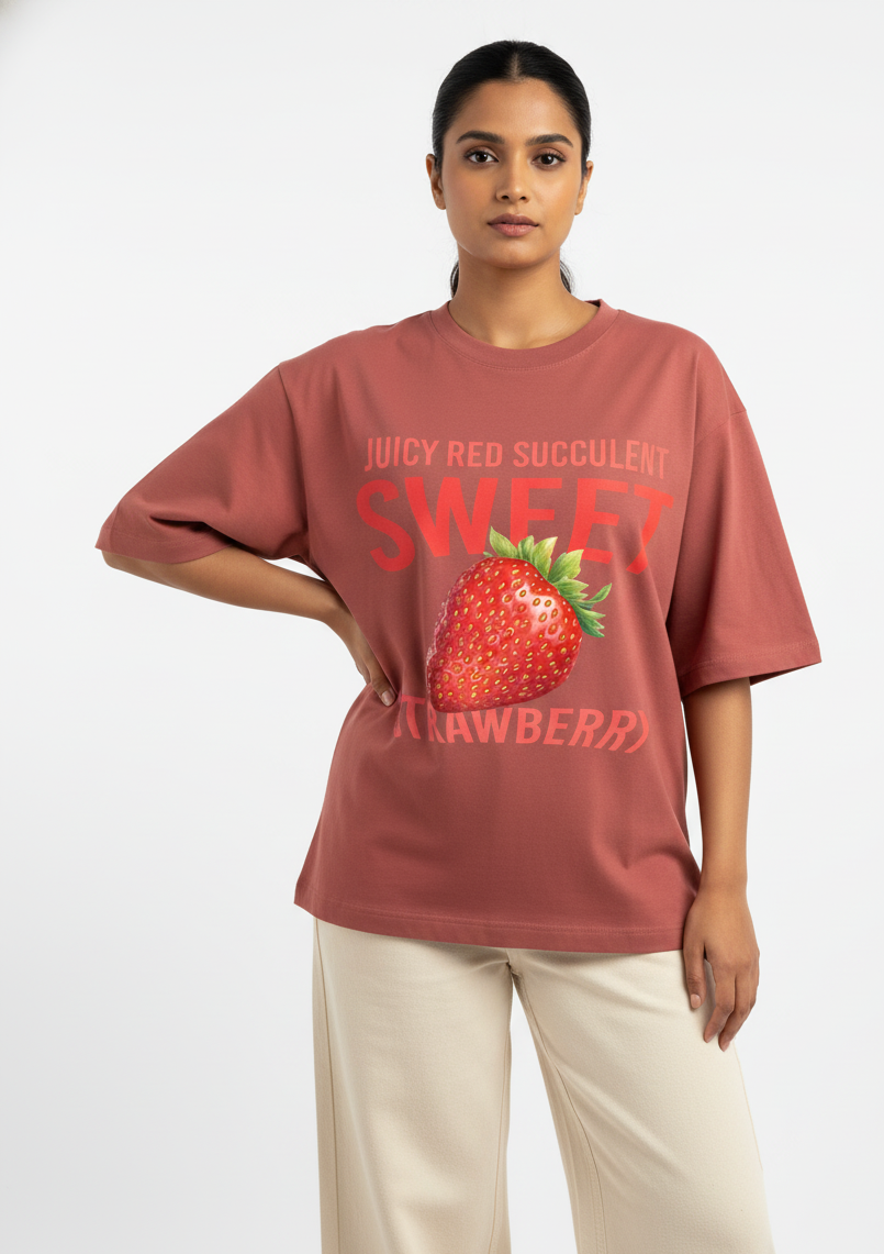 Coral Sweet Strawberry - Oversized Classic T-Shirt