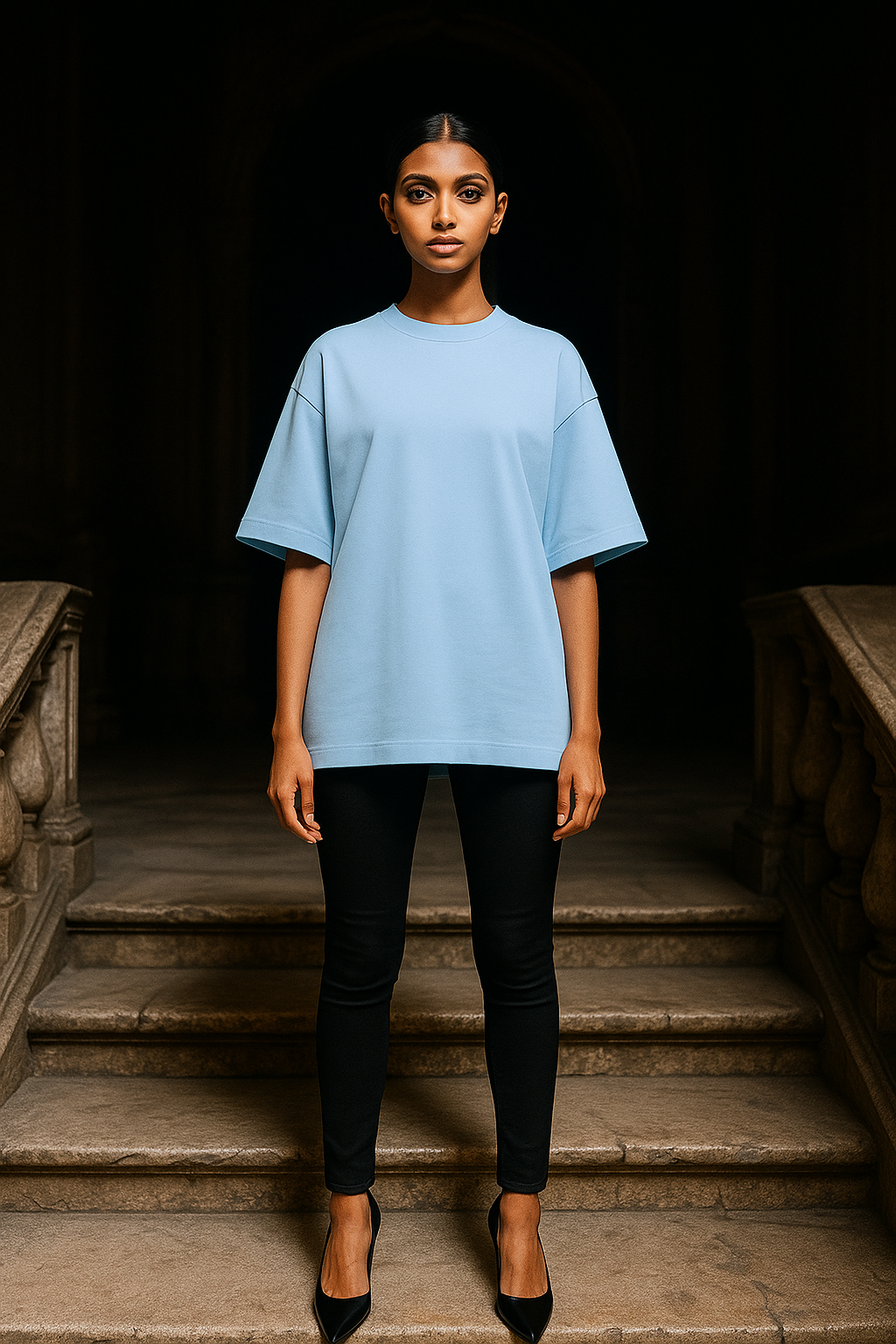 Baby Blue Terry Oversized Tee