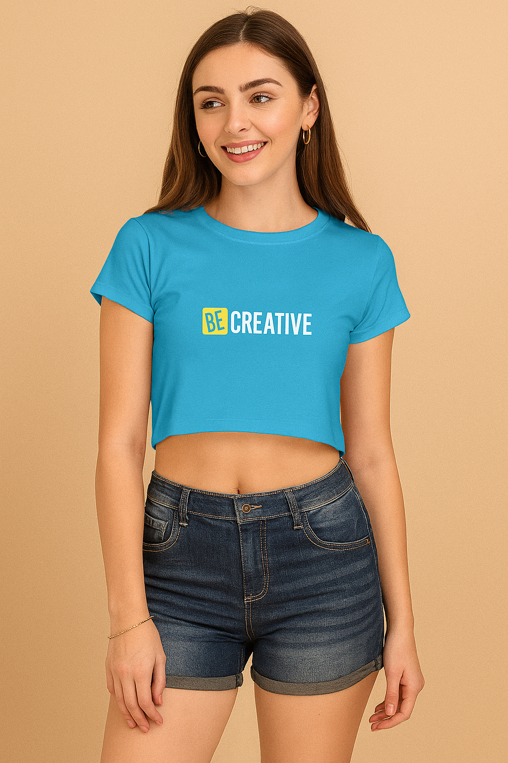 Be Creative Sky Blue Crop Top