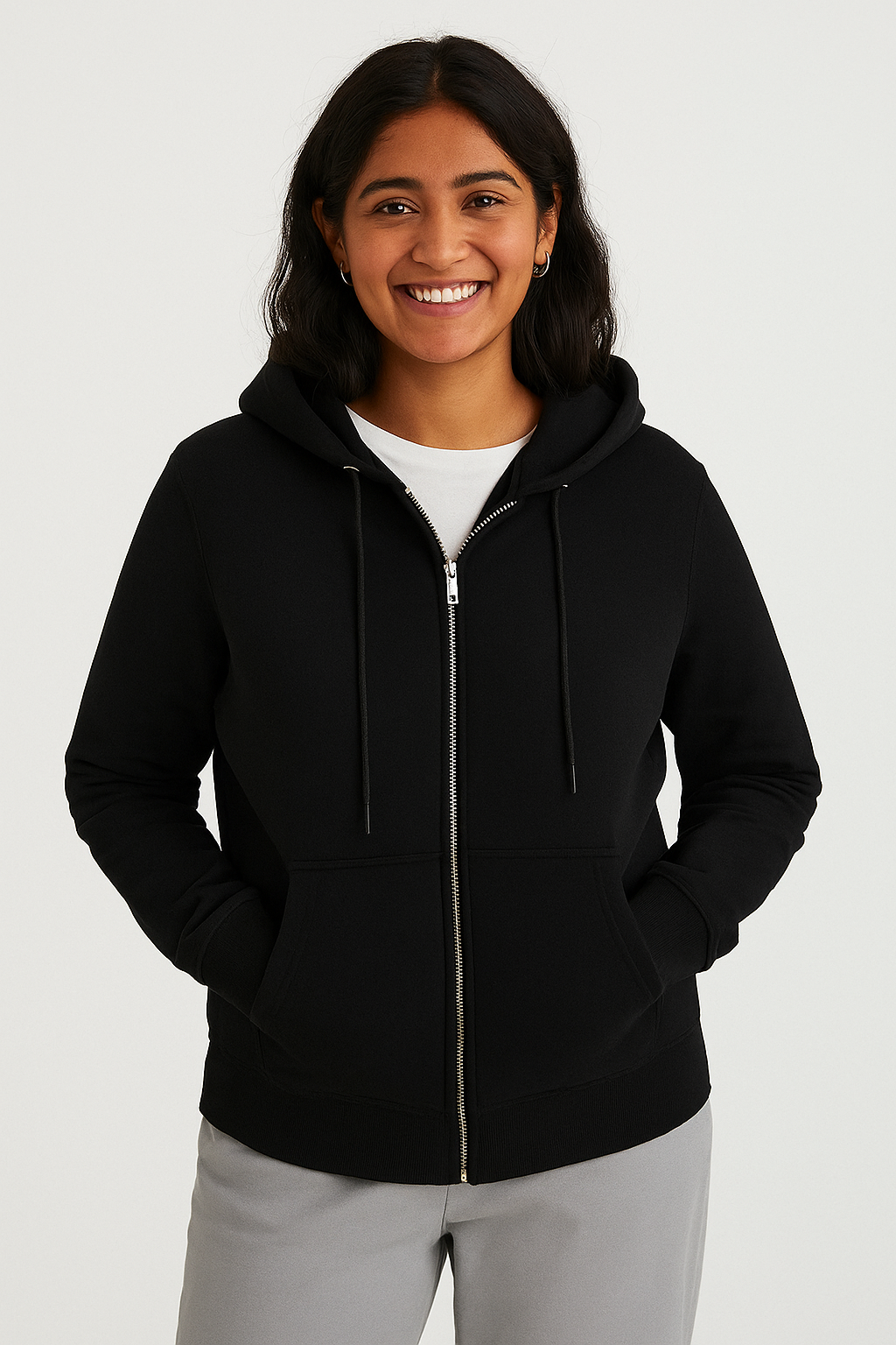 Women's Black Zipper Hoodie