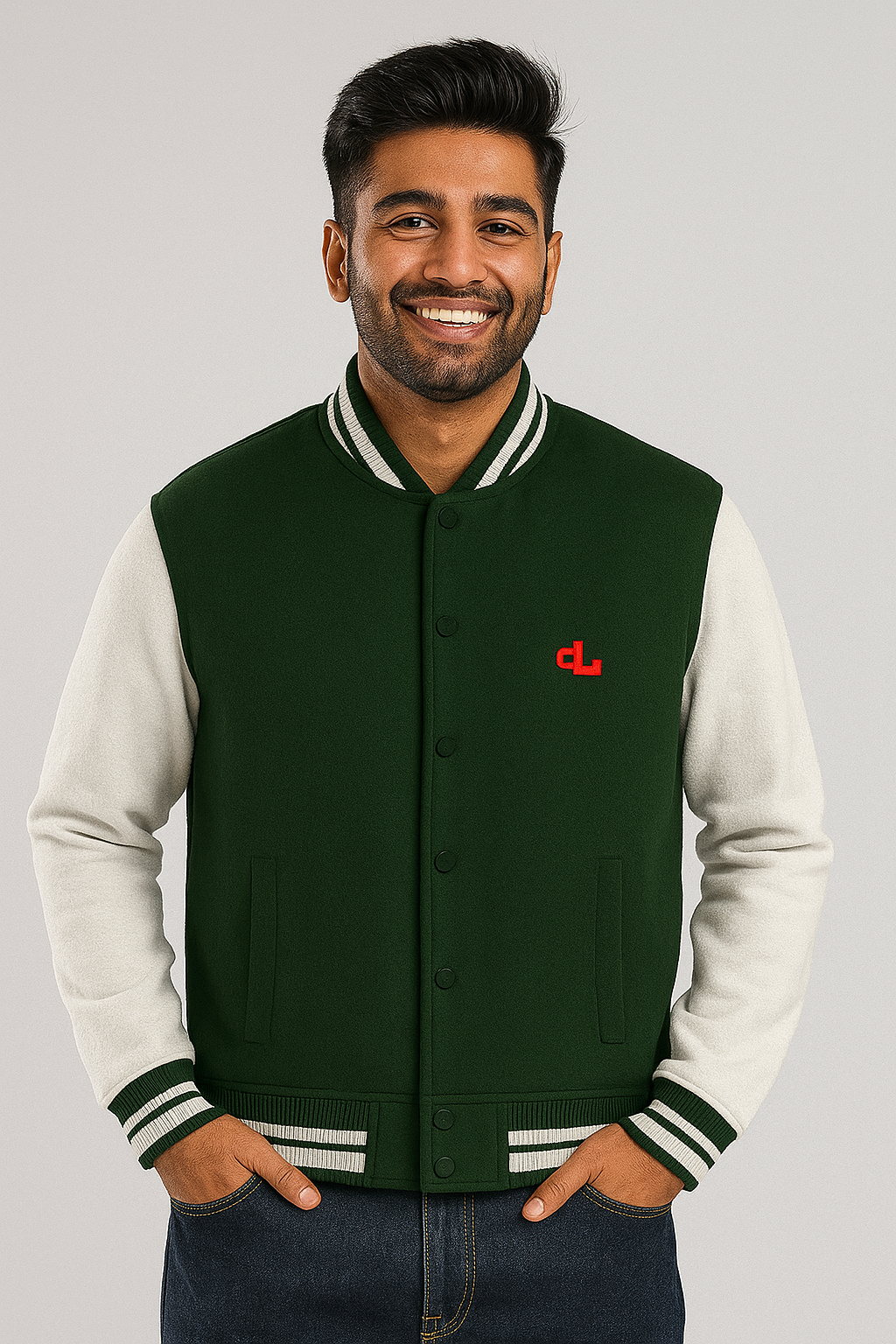 Bottle Green Varsity Jacket