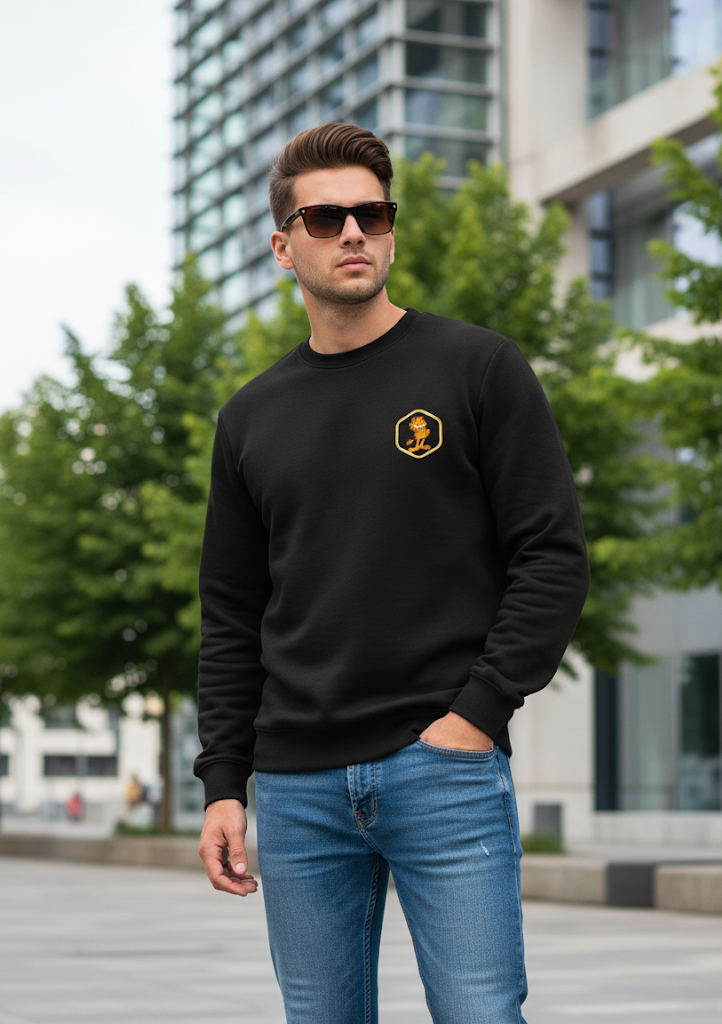 Men's Black Garfield Graphic Printed Oversized Sweatshirt