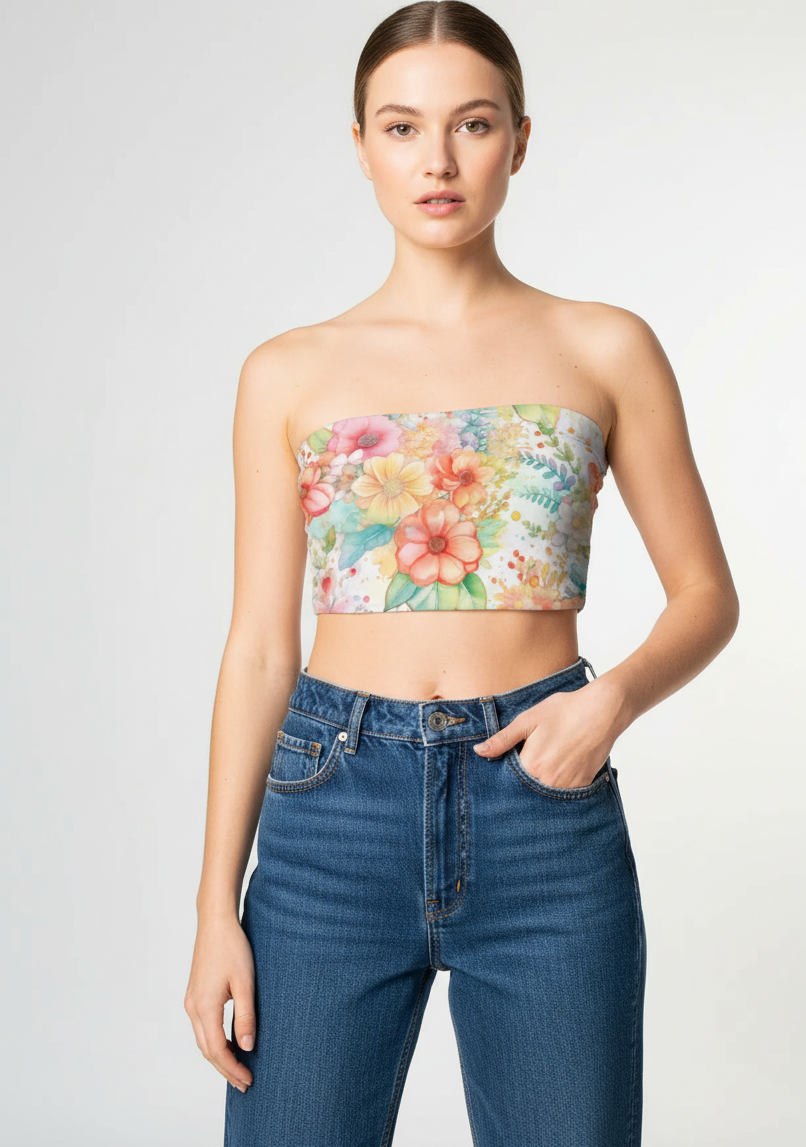 Flower Print Tube Top