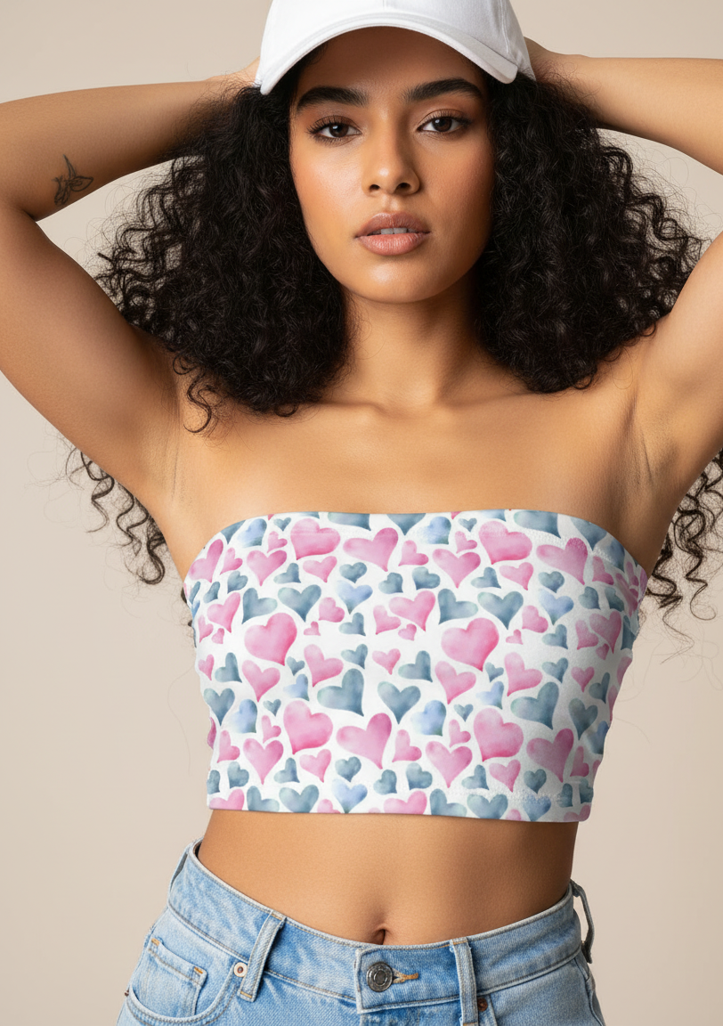 Heart Print  Tube Top