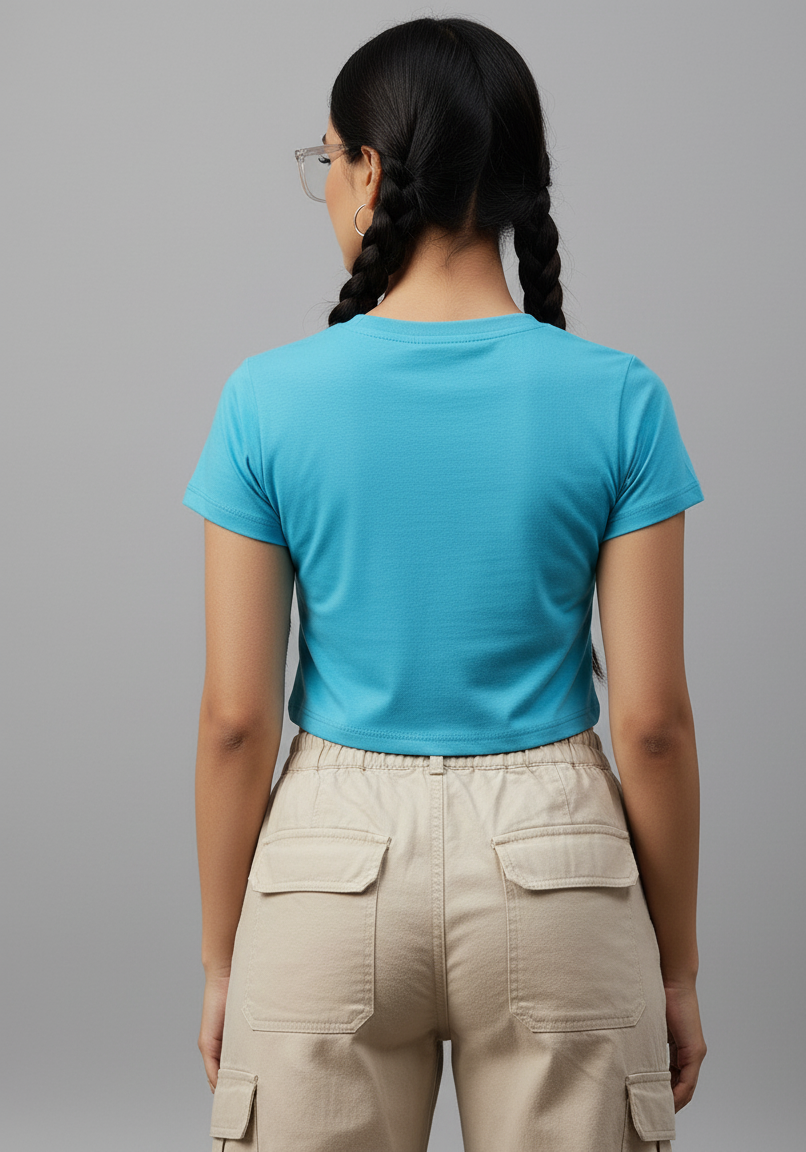 Be Creative Sky Blue Crop Top