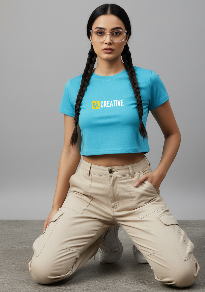 Be Creative Sky Blue Crop Top