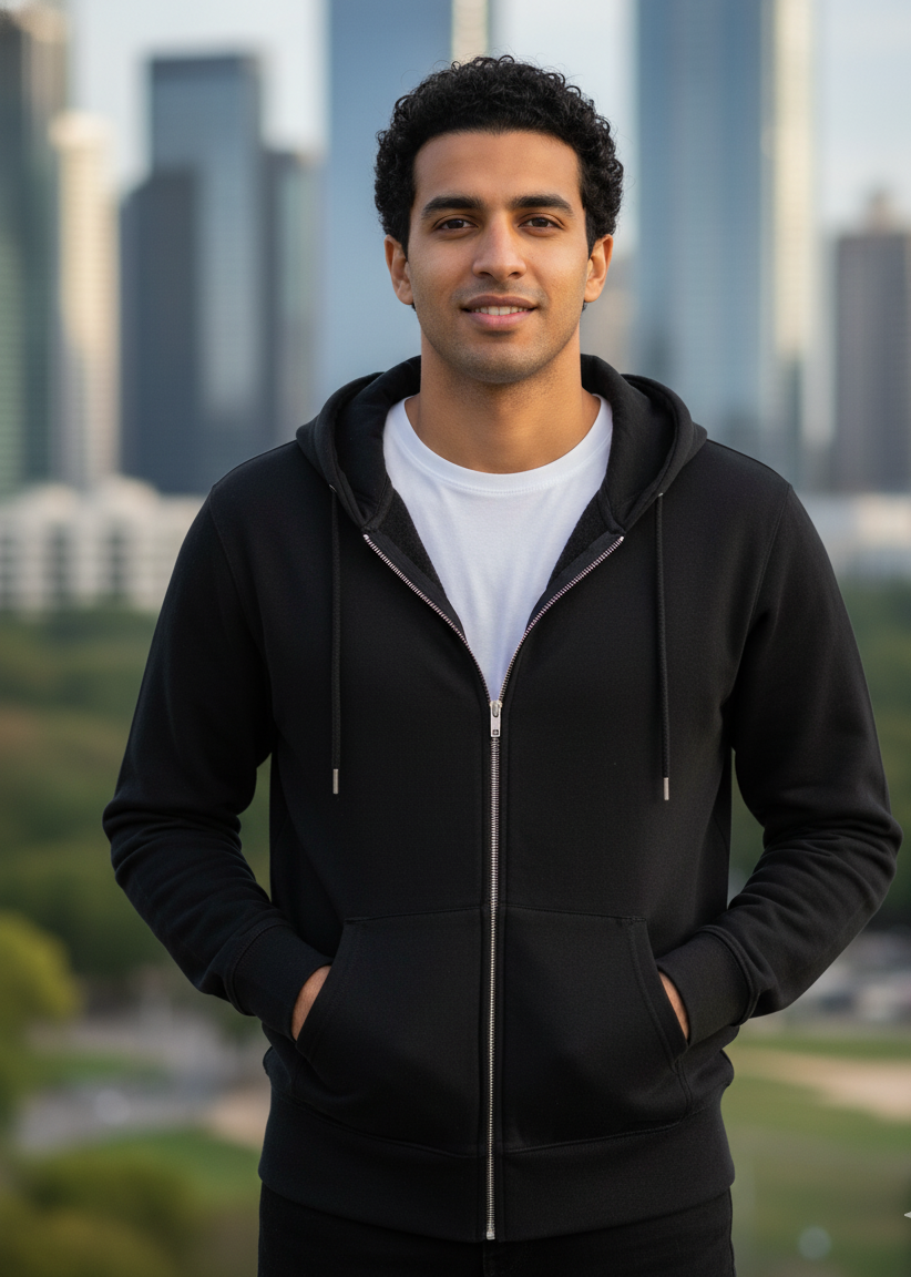 Men's Black Zipper Hoodie