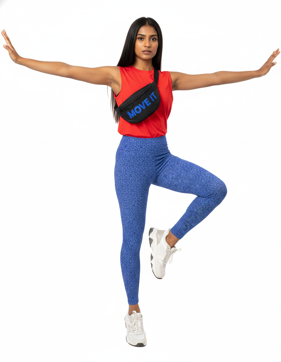 Blue Botanical Leaves AOP - Gym Leggings