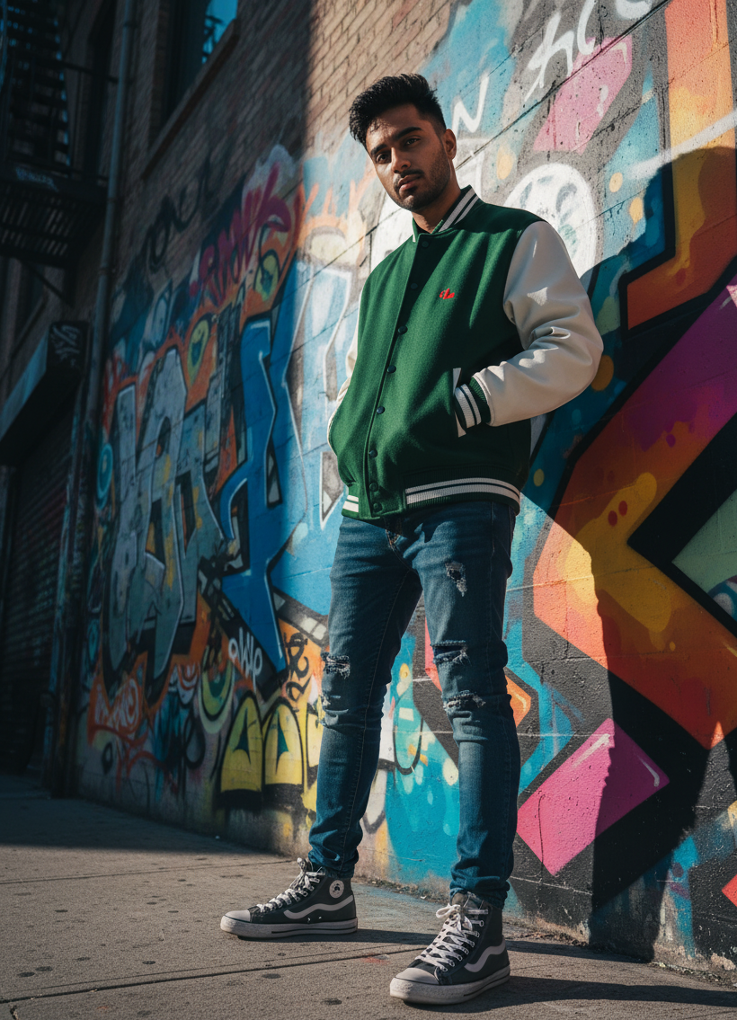 Bottle Green Varsity Jacket