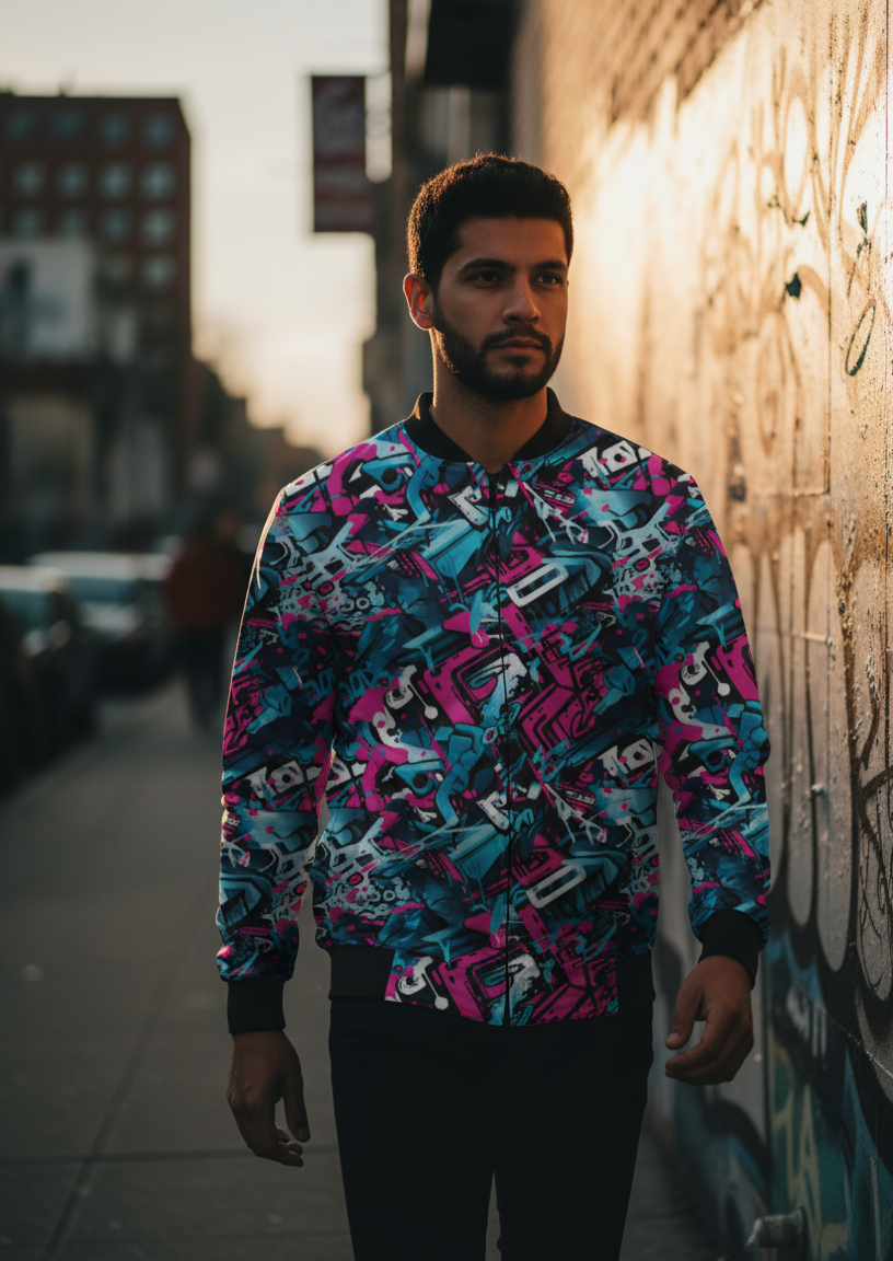 Graffiti Print - Bomber Jacket