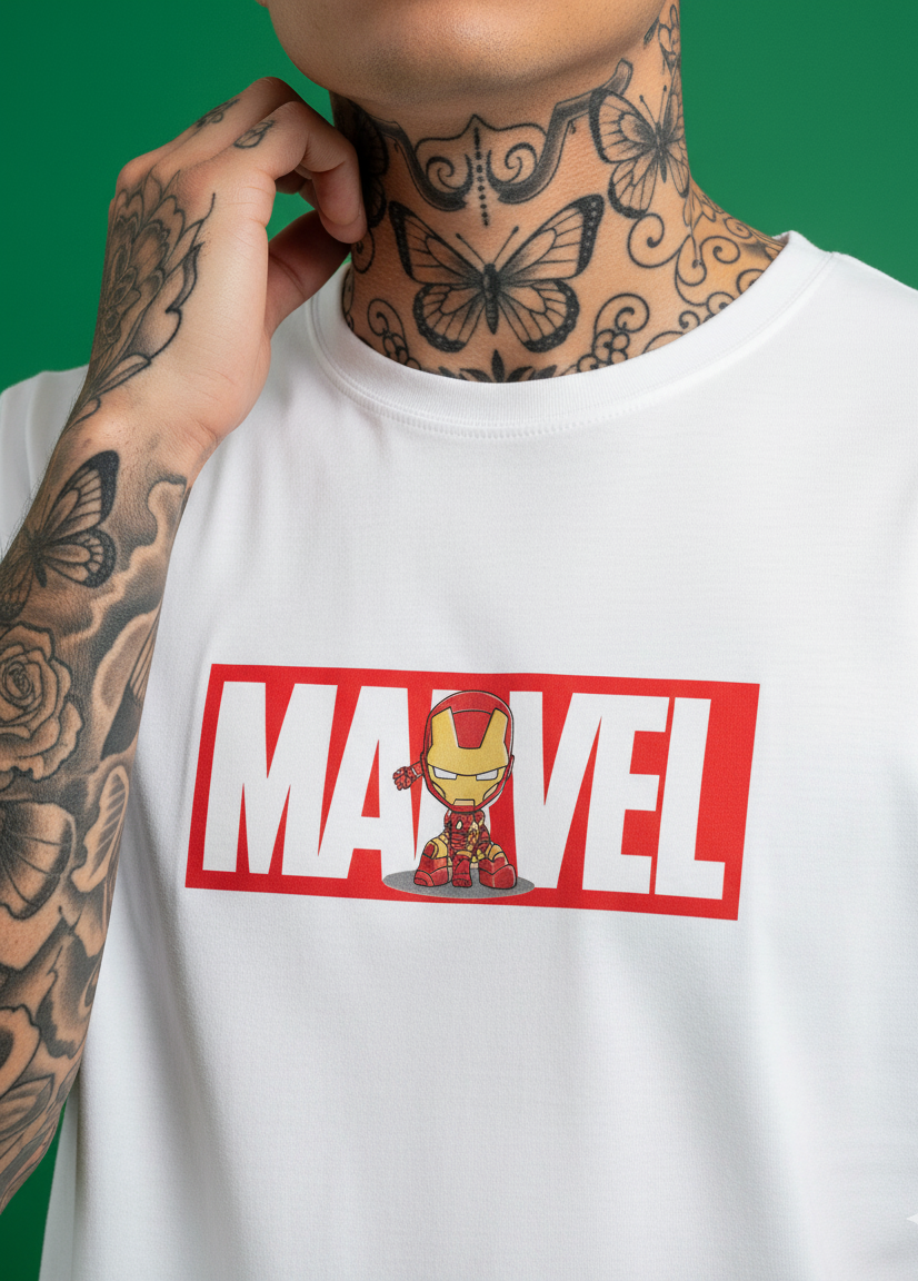 Men's White Marvel Ironman Classic Crew T-Shirt