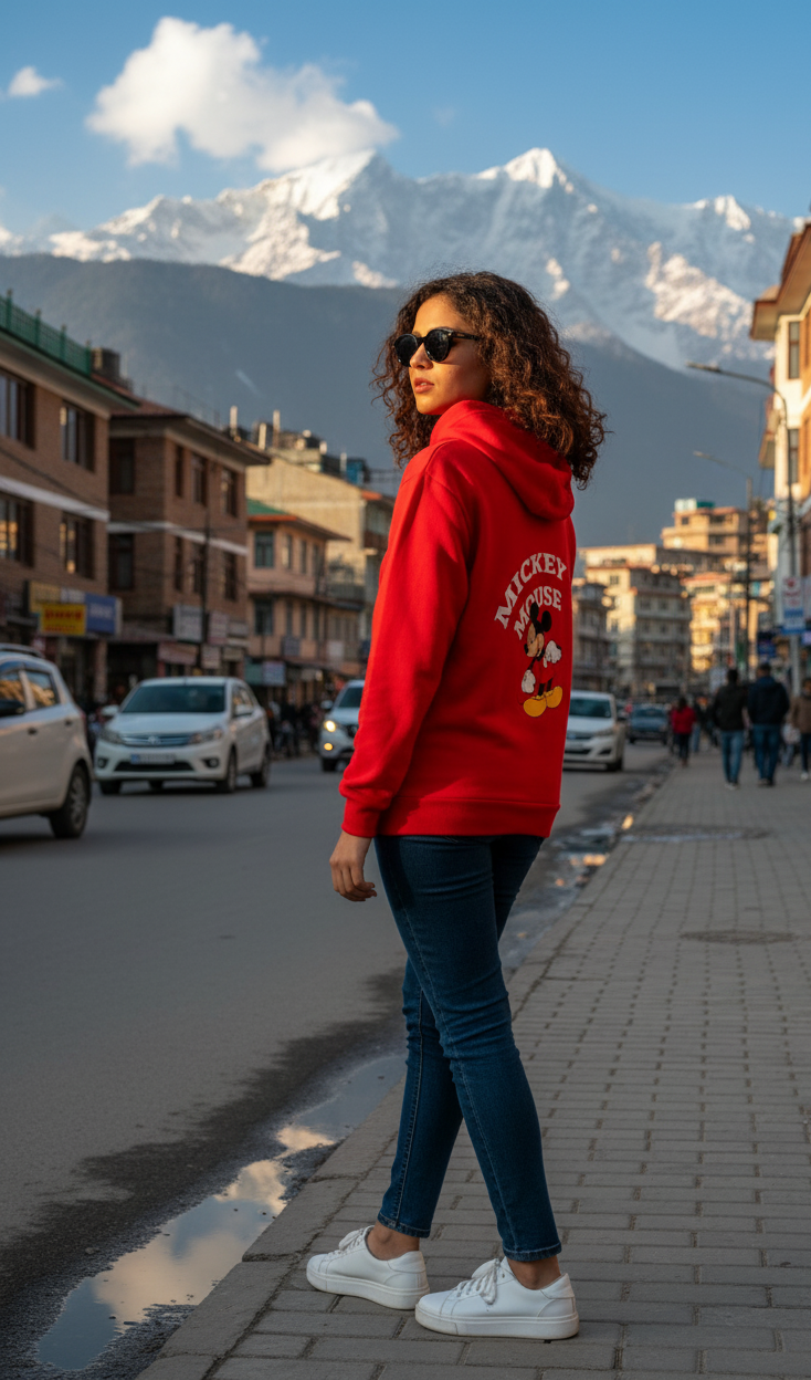 Women's Red Mickey Mouse Merchandise Hoodie