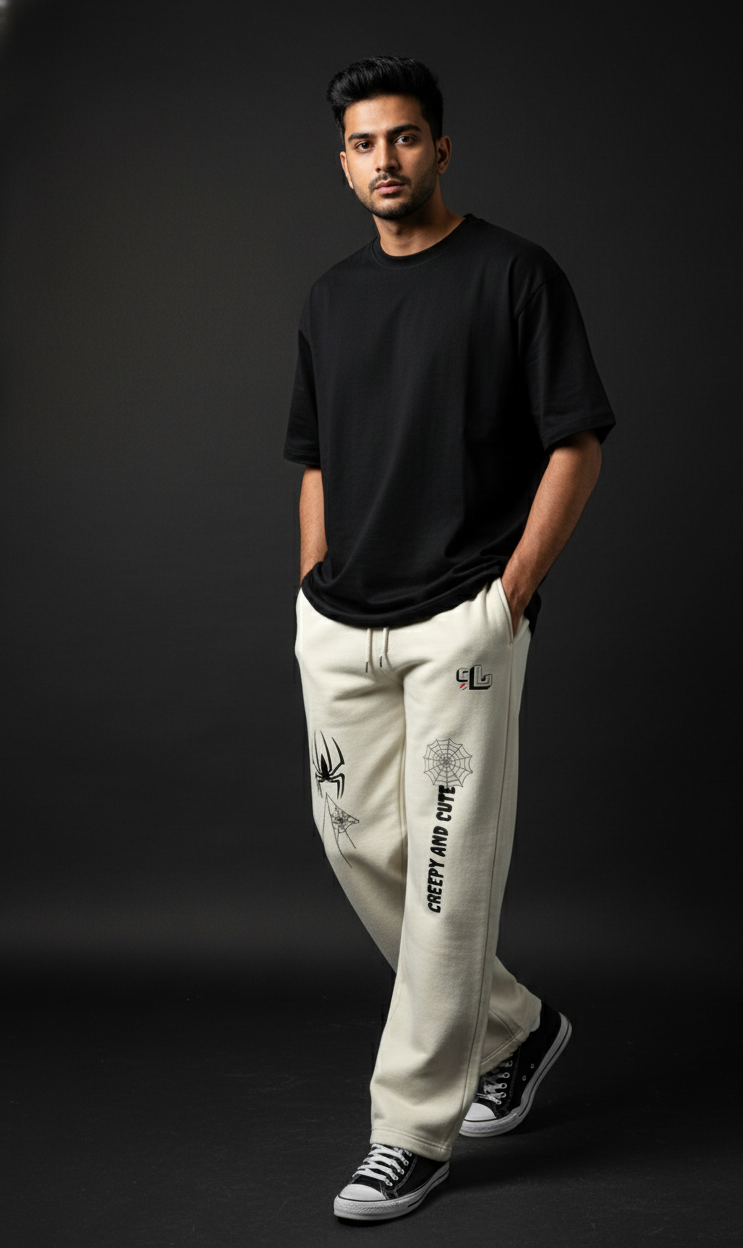 Spider Graphics Off White Sweatpants