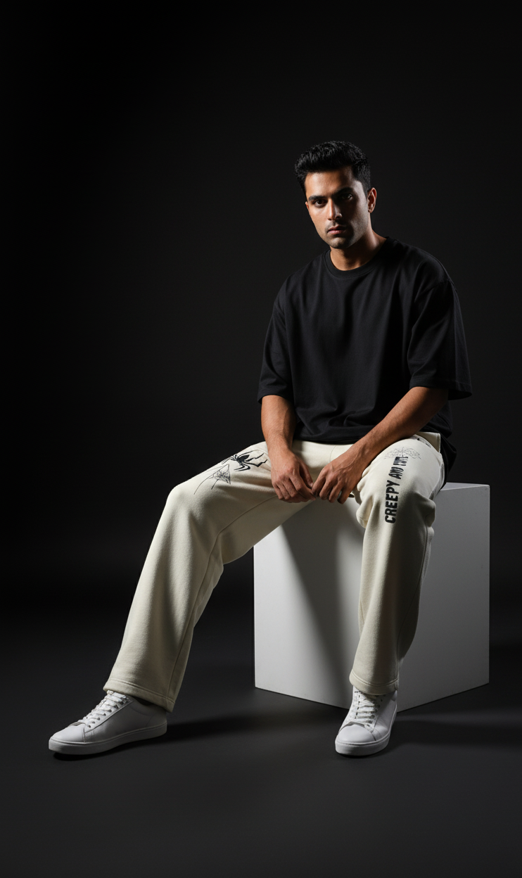 Spider Graphics Off White Sweatpants