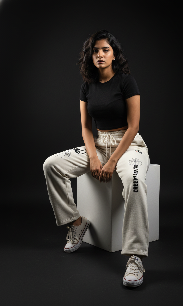 Spider Graphics Off White Sweatpants