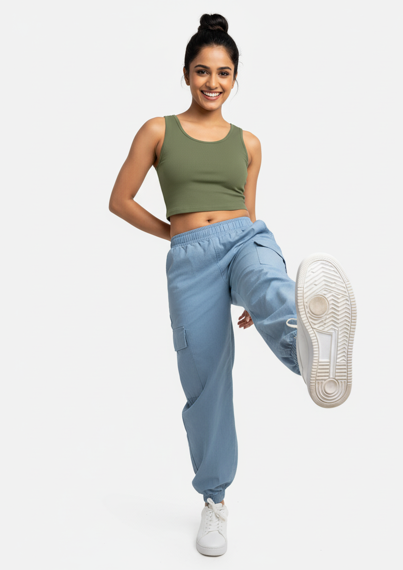 Olive Green Crop Tank