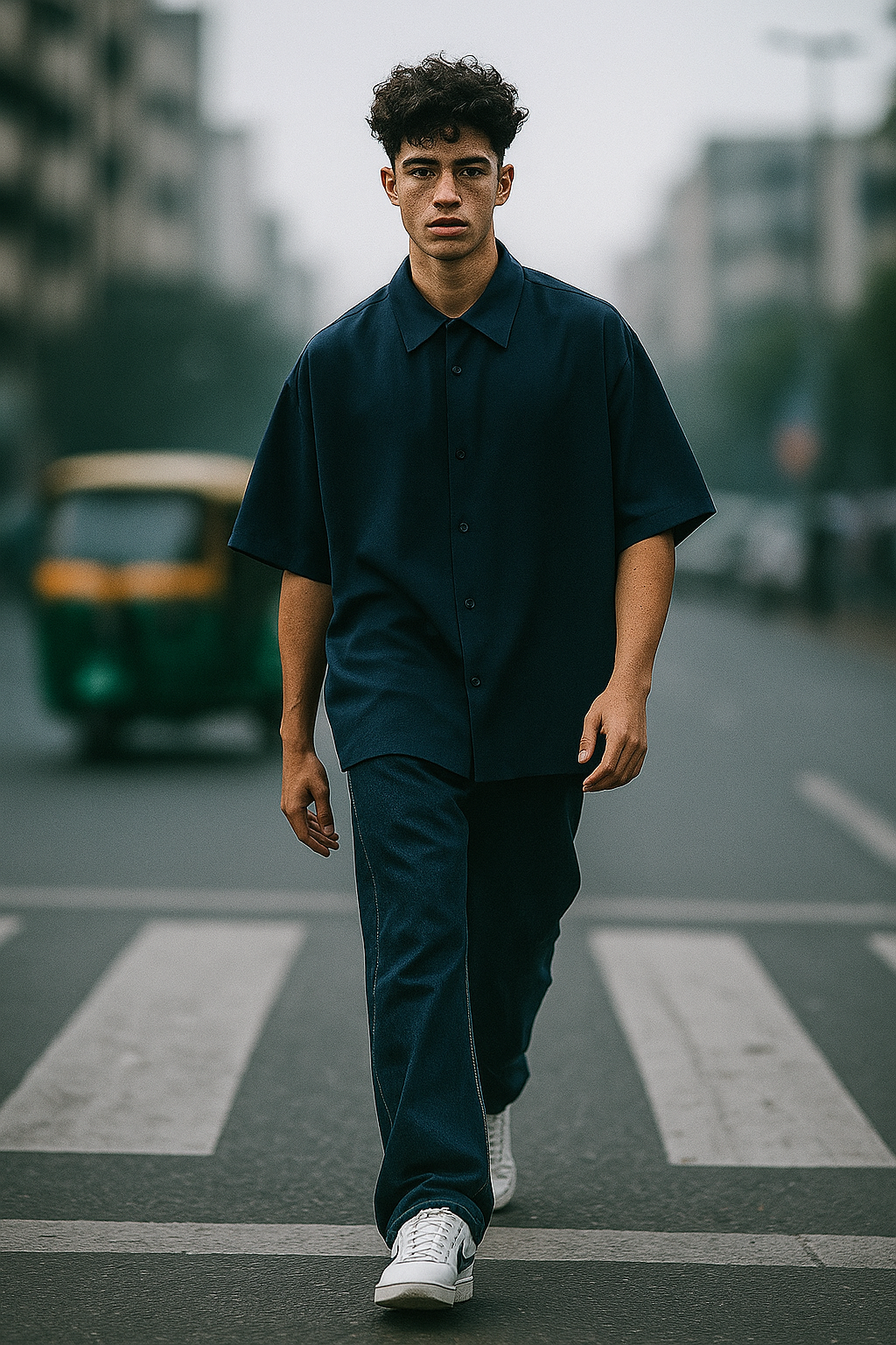 Navy Blue Oversized Shirt - Relaxed Fit