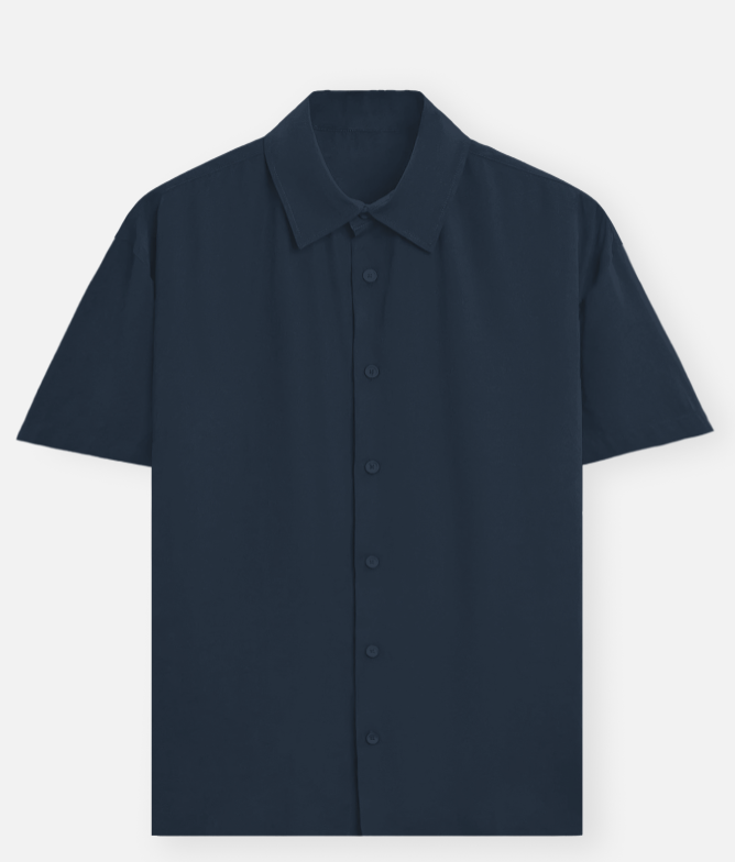 Navy Blue Oversized Shirt - Relaxed Fit